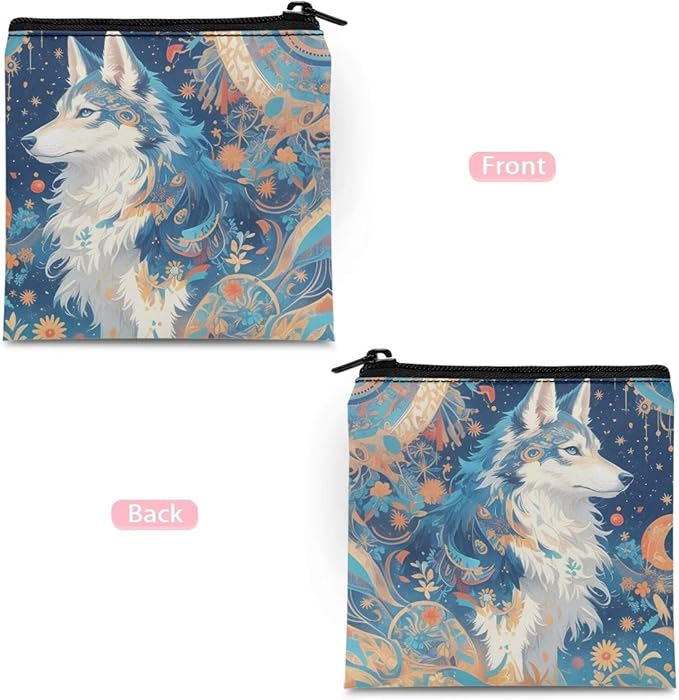 Artsy Wolf Print Period Bags Convenient Sanitary Napkin Storage Bag for Women Portable Tampon Holder for Purse Gym Daily Carry