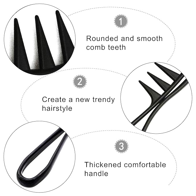 2 Pcs Wide Tooth Comb, Large Tooth Curl Comb Shark Teeth Hair Hairstyle Tool for Curly Wet Wavy Thick Hair Wigs Barber Salon, Women Men