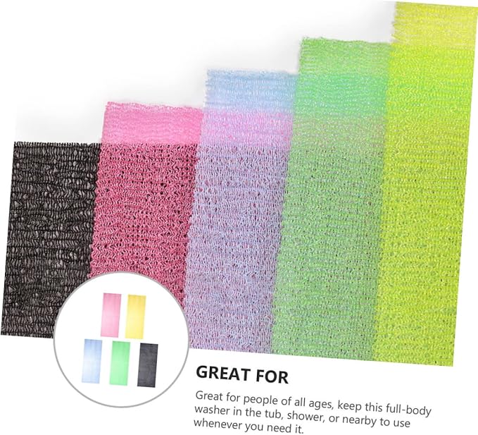 5pcs Exfoliating Back Scrubber for Shower Strap Bathing Body Washer for Improved Skin Health Convenient Hanging Design Color Random