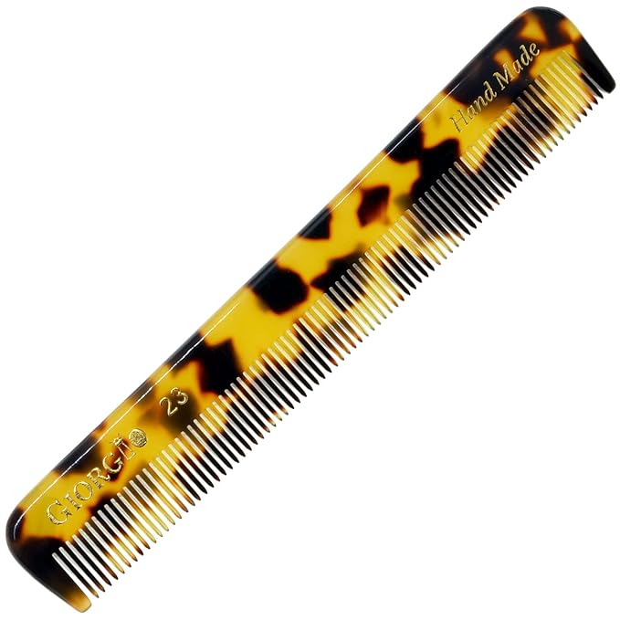 Giorgio G23 Handmade Fine Tooth Pocket Comb for Men, Mustache and Beard Comb for Men, Pocket Combs for Everyday Grooming or Styling Hair, Saw Cut and Hand Polished (4.6")
