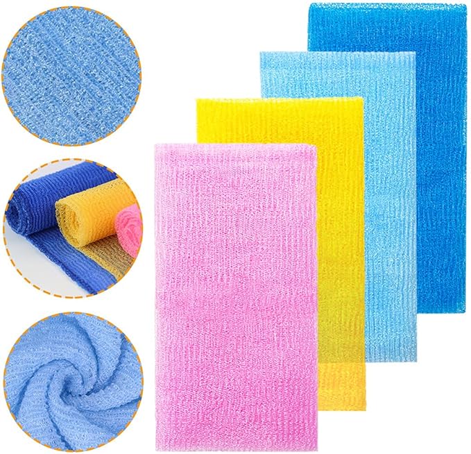 8Pcs 35 Inch Exfoliating Bath Cloth,Skin Bath Wash Towel,Nylon Shower Washcloth Body Scrubber Loofah for Women and Men