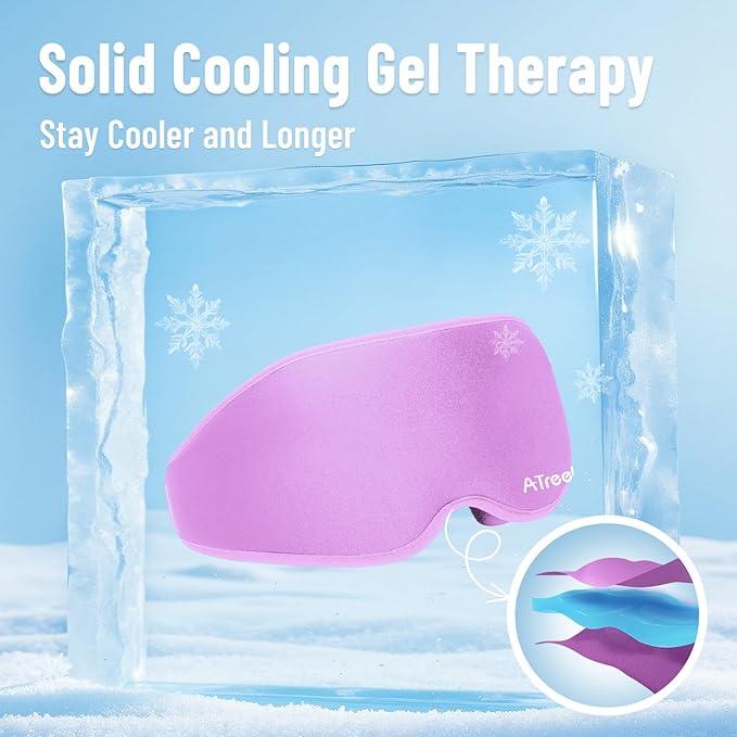 Cooling Eye Mask, Cold Eye Mask for Puffiness, Reusable Ice Eye Masks for Dark Circles, Puffy Eyes, Relieve Migraines and Headaches with Gel Eye Masks Therapy, Long-Lasting Comfort (Purple of 3D)