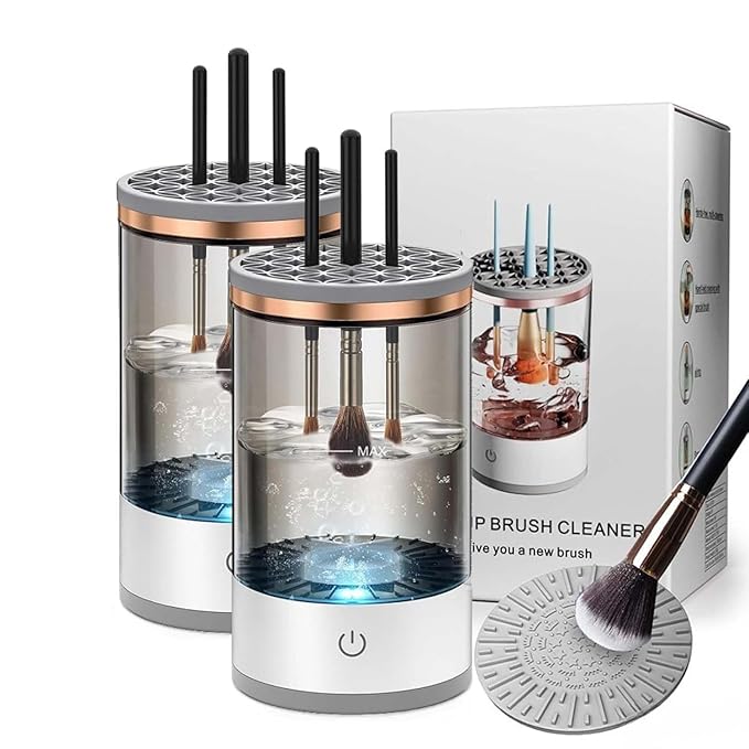 Beauty Swirl Cosmetic Brush Cleaner, Makeup Brush Cleaner, The Cozy Luna Brush Cleaner, Electric Makeup Brush Cleaner Machine for Deep Cleaning All Size Makeup Brus (2PC Transparent)