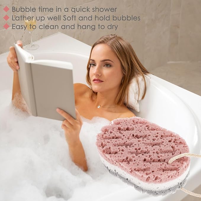 3PCS Bath Sponge for Women Soft Bath Sponge Gentle Sponge Loofah Body Scrubber Shower Sponge for Body Wash Bathroom Deep Cleansing Bathing Sponge Bathing Accessories 3 Colors Large Size