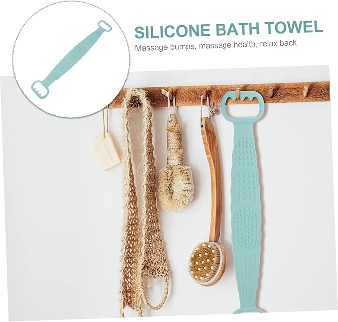 Body Scrubber Bath Back Strap Shower Brush with Hooks Easy Clean Bath Massage Scrubber for All Skin Types for Men Women Daily Deep Cleaning Tool
