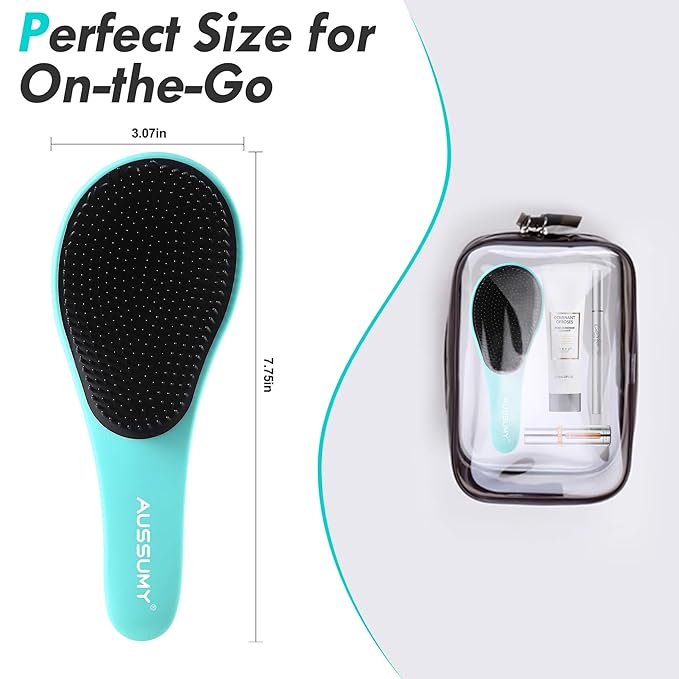 2 Pack Detangling Hair Brush - Detangler Hairbrush with Ultra Soft Bristles for Effortless Tangle Removal - For Dry Wet Damaged Curly Hair for Men Women Girls Boys Kids - Black & Green