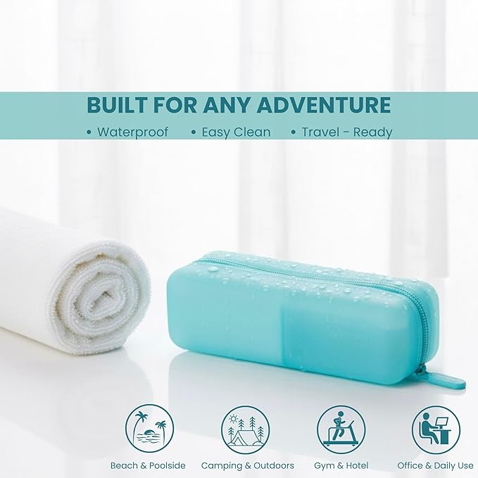 Cotton Pad Swab Travel Case – 2-in-1 Portable Waterproof Qtips Dispenser for Cotton Square Pad & Qtip, Floss, Bobbi Pin, Nail Kit, Hair Accessories Organizer TSA Compliance – VISFRESH (Blue)