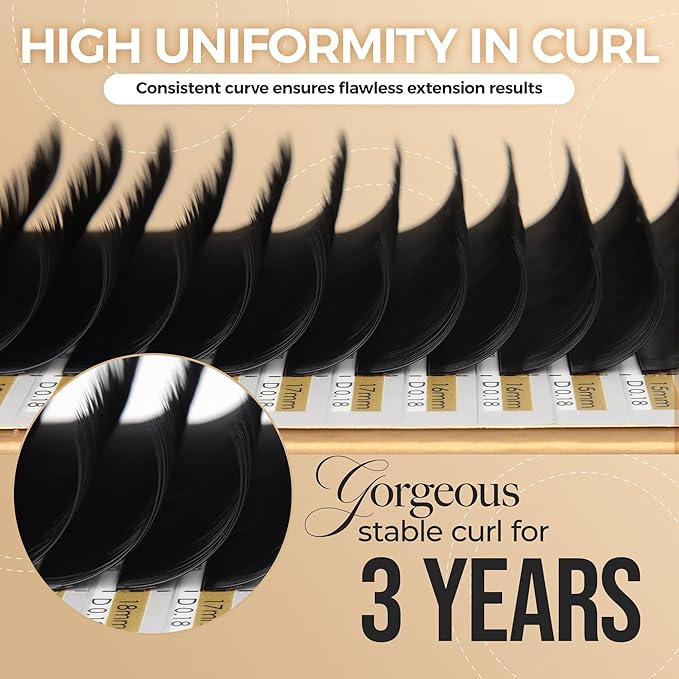 LASHVIEW Eyelash Extensions, C Curl 8-15mm Mixed 0.15 Classic Lashes, Classic Individual Lash Extensions, Professional Lash Trays for Lash Extensions