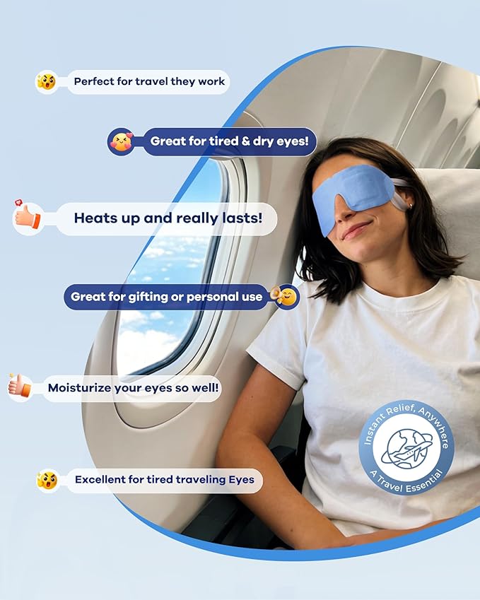 Self Heating Steam Eye Mask: Warm Eye Compress for Dry Eyes, Stye Eye Treatment - 10 Packs Disposable Moist Heated Sleep Mask for Tired Eyes & Headache Relief - Ideal for Travel & Spa Gift(Unscented)
