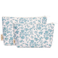 Wandering Nature Makeup Bag Small Cosmetic Bag for Purse 2 Pack Small Make Up Pouch Cute Travel Pouch with Zipper for Women, Blue Flower