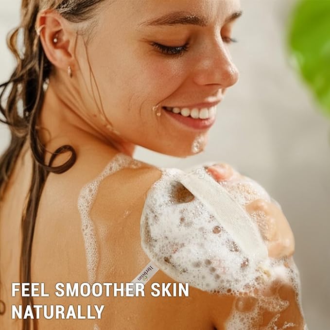 Vietnamese Natural Loofah Exfoliating Body Scrubber Pads, 100% Plant-Based Shower Luffa Sponge, Bath Loofah for Women Men (1, Oval 6.5"x4.9")