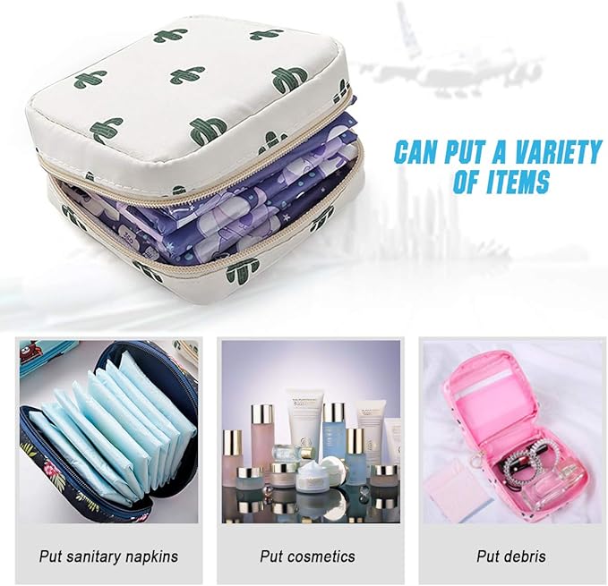 Sanitary Napkin Storage Bag,Menstrual Cup Pouch,Nylon Portable Sanitary Napkin Pads Storage Bags Feminine Menstruation First Period Bag for Teen Girls Women Ladies(2 Pack)