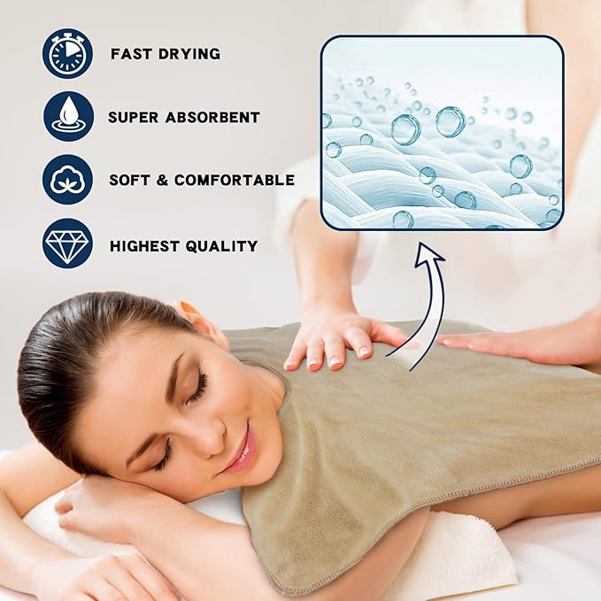 SINLAND Microfiber Esthetician Towels for Facials Mask Removing Face Wrap Soft Facial Cloth with Split Design Spa Towels for Facial Steam Massage and Cleansing