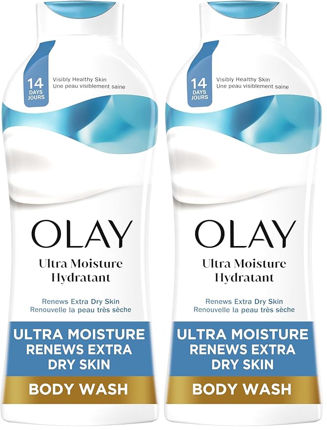 Olay Body Wash for Women, Ultra Moisture, For Extra Dry Skin, 24hr Moisturizing, Hydrating & Refreshing, B3 Vitamin Complex, Free of Parabens & Phthalates, Scented, 22 fl oz,(Pack of 2)