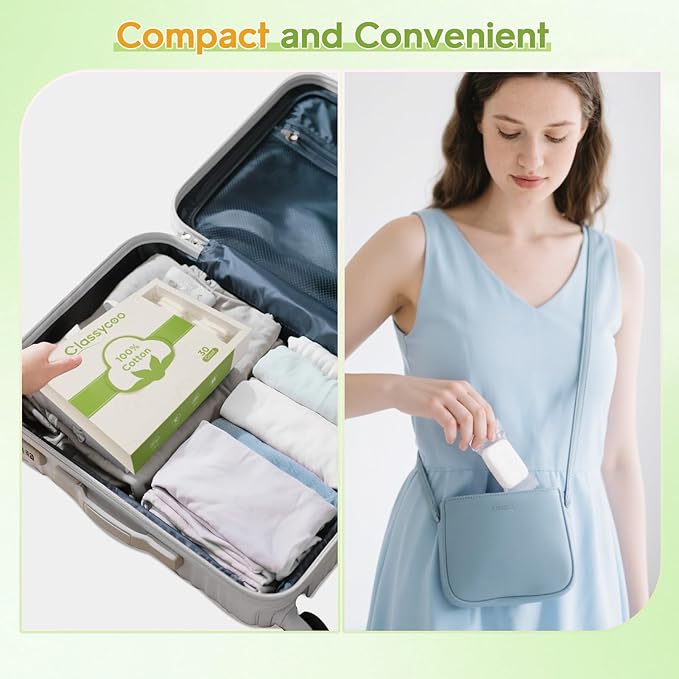 Classycoo Compressed Towel- Pure Cotton Disposable Face Towel, Mini Ultra-Soft Coin Portable Tissue Cleansing Camping Tablet for Travel, Hiking, Beauty, Sport, Hand Wipes, Outdoor,Green