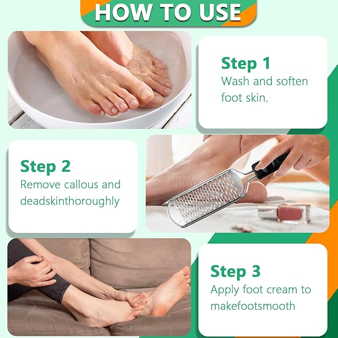 Professional Pedicure File and Callus Remover - Stainless Steel Material, Ergonomic Handle, can Easily Remove Hard Skin, Callus, Dryness, Leaving Your feet Soft and Smooth (Home/Salon use)