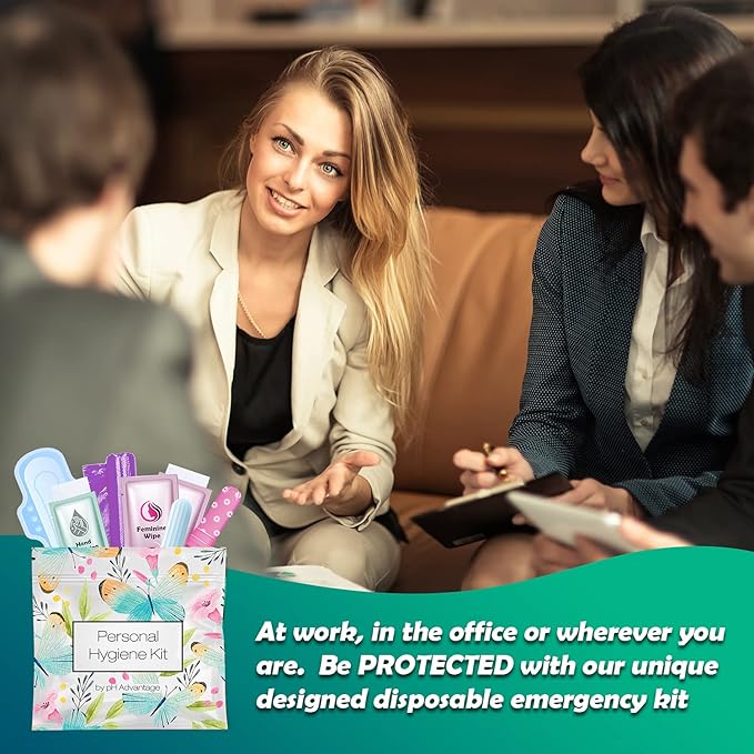 Menstrual Kit All-in-One 10 Pack | Convenience on The Go | Period Kit Pack for Travelling, Tweens & Teenager | Individually Wrapped Feminine Hygiene Product (Butterflies)