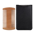Pearwood Beard Comb, Wooden Beard Comb for Men with Leather Case, Dual-Sided Teeth for Beard Grooming