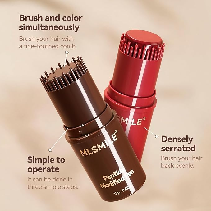 2-in-1 Hair Dye Comb for Women, Waterproof and Sweat-Proof Temporary Hair Dye Brush & Color Stick, Gray Hair Cover Touch Up Correction Stick for Unisex (Dark Brown)