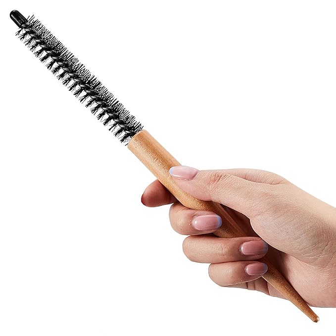 Mini Roller Quiff Brush for Hair Styling - Round Comb for Thin Short Hair, Bangs, Beard Lifting and Curling(10 Inch)