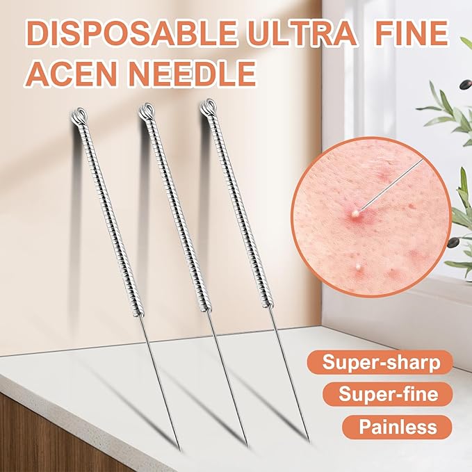 Professional 100pcs Disposable Pimple Needles, Acne Needle, Blackhead and Blemish Remover Tools, Pimple Popper Tools