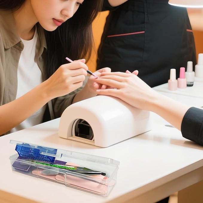 Plastic Nail Storage Manicure Tool Box, 4PCS Storage Personal Box Nail Implement Storage Box Organizer Case Box for Nail Art Pedicure Supply (Clear-4pcs, Small)