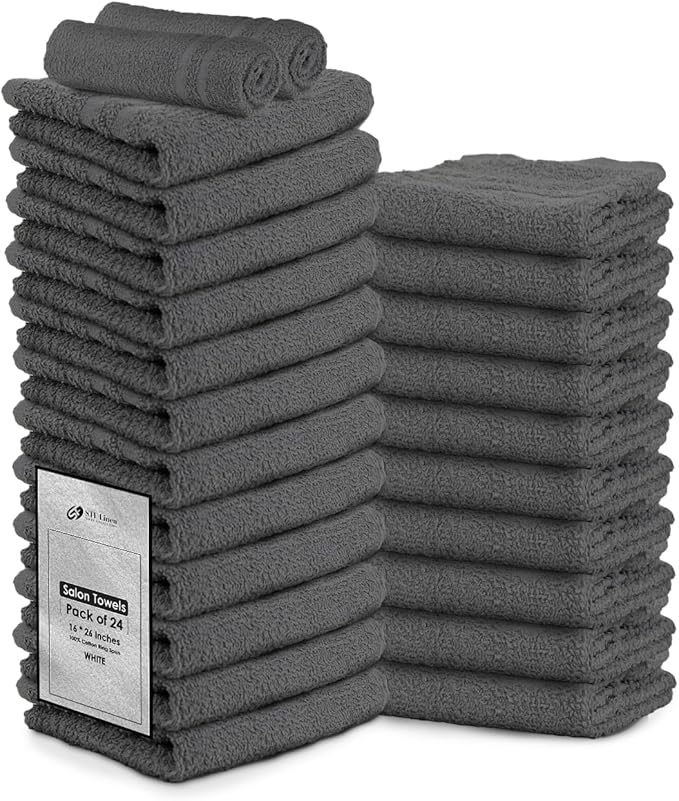 24 Pack Dark Grey Hand Towel 100% Cotton Spa Towel – 16x27 inches Highly Absorbable Facial Towels Gym, Hair Towel and Face Towel Bulk Small Towels (Not Bleach Proof)
