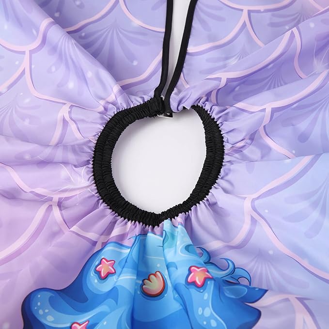 DOKKIA Barber Hair Cutting Cape Kids Children Toddler Boys Girls Hairdressing Salon Styling Cloth Apron Cover Gown with Neck Duster Brush Mermaid Tail Purple