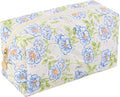 Floral Quilted Cotton Makeup Bag for Women, Large Capacity Travel Cosmetic Pouch with Zipper, Cute Toiletry & Brush Organizer, Kawaii Makeup Storage Case – Blue Flowers
