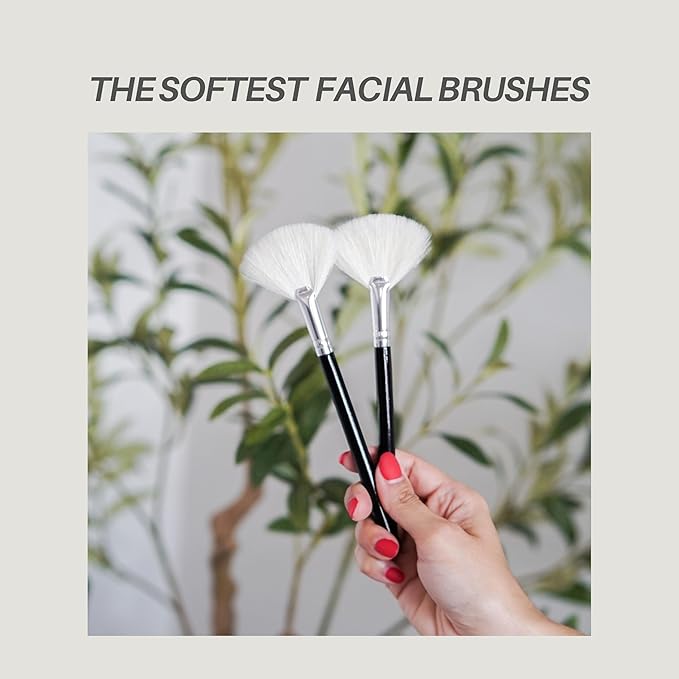 Soft Fluffy Goat Hair Professional Facial Esthetician Brushes (Black)