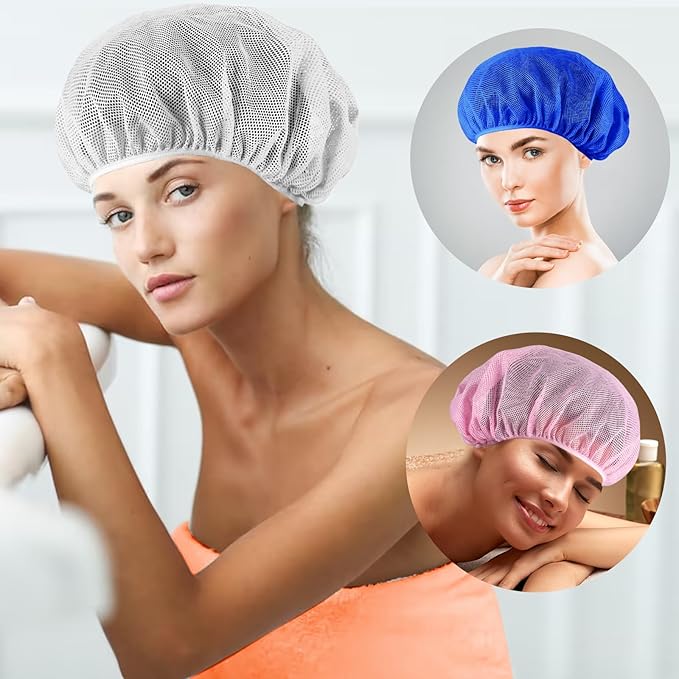 4 Pcs Mesh Sleep Bonnets Cap for Women - Night Sleep Cap Dust-Proof Hair Net Hats for Bath Clean Wash Face