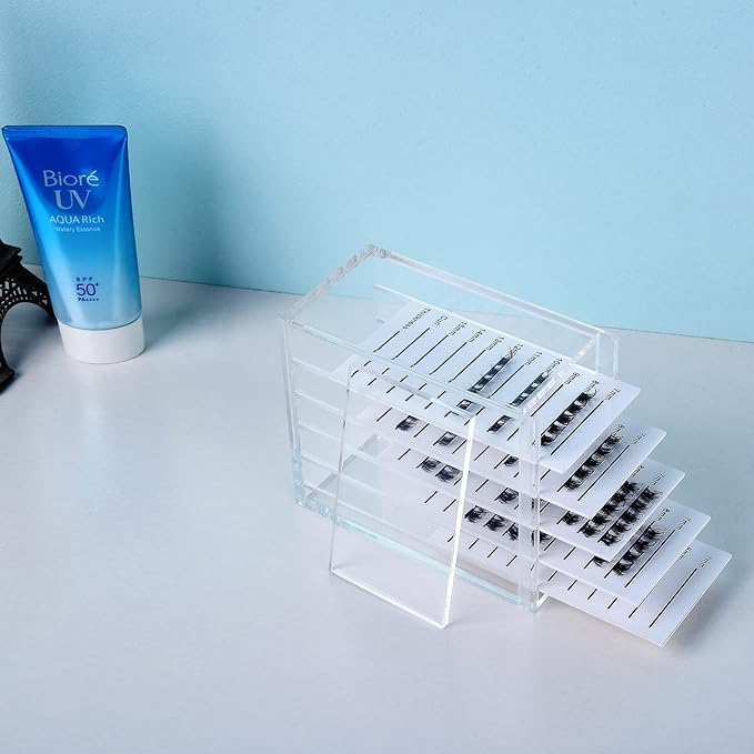 Lash Organizers and Storage, Small 5-Layer Lash Trays for Lash Extensions,Transparent lash tray Organizer, Eyelash Storage Box.