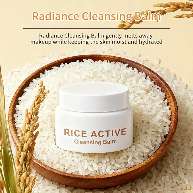Makeup Remover Cleansing Balm, Deep Cleansing Remover Melting Balm, Hydrating Facial Cleanser with Rice, Melt Stubborn Waterproof Make Up, Mascara, Lips, Face, Eye Liner - Vegan Skincare