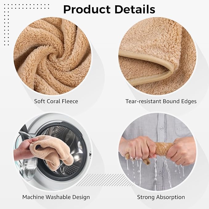 DIMEGON 12 PCS U-Shaped Facial Towels, Split Design, Soft Esthetician Towel, Facial Stem Massage Cleansing Towel, Coral Fleece Face Cloth for Beauty Salons, Skin Care, SPA Centers