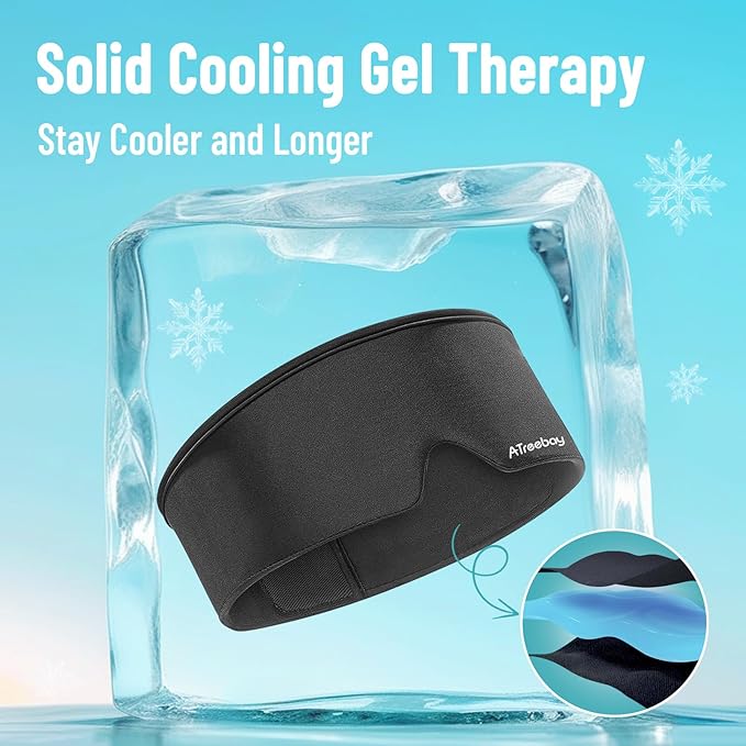 Cooling Eye Mask, Cold Eye Mask for Puffiness, Reusable Ice Eye Masks for Dark Circles And Puffy Eyes, Relieve Your Migraines and Headaches with Gel Eye Masks Therapy, Long-Lasting Comfort, Black