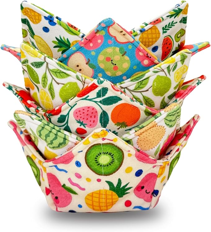 Cotton Microwavable Bowl Cozy ，Set of 6，Microwave-Safe Hot Bowl Holders, Soup Bowl Cozy Hot Pads，Prevent Hand from Heat and Maintain Food Warm，Ideal Household Gift Store (G)