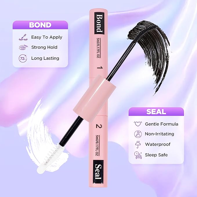 Lash Extension Kit DIY Lash Clusters Kit Eyelash Extensions Individual Lashes Extensions with (Bond,Seal,Tweezers,132Pcs,Dreamy,0.07D,10-16mm)