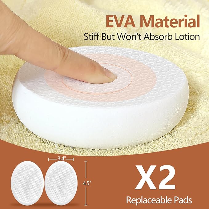 Lotion Applicator for Back and Feet with 2 Replaceable Pads, 17" Back Lotion Applicator for Women, Elderly Apply to Lotion, Suncreen, Cream Medicine, White