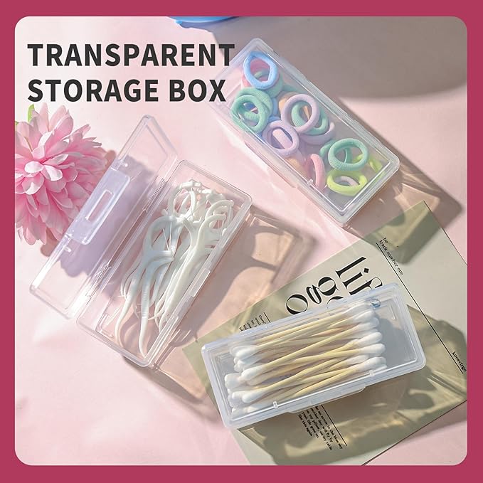 3Pcs Cotton Swab Holder for Travel,Portable Dental Floss Case Clear Plastic Cotton Pad Holder,Travel Floss Picks Case Storage Containers with Dustproof Lid