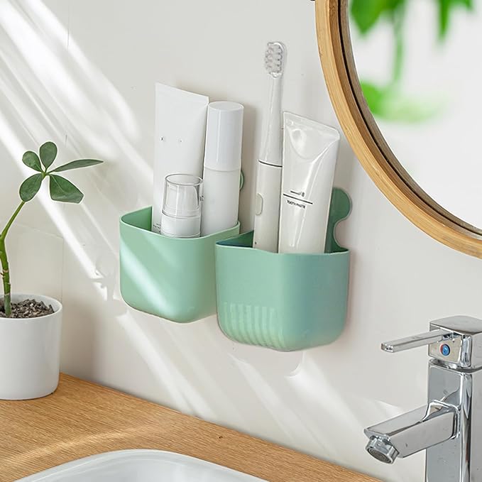 MORNITE Magnetic Cup Pen Holder Storage Rack, Magnetic Basket Locker Organizer for Pen, Holder for Laundry, Board, Desks, Dresser, Green