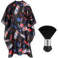 FEBSNOW Professional Hair Cutting Barber Cape with Neck Duster Brush, Tri Coloured Light Print Barber Cape for Barber Shop Hair Cutting Accessories