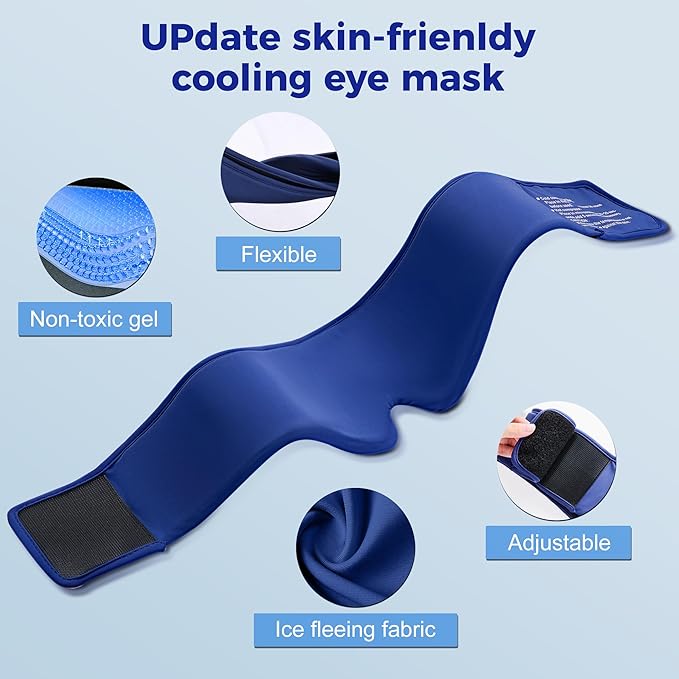 Cooling Gel Eye Mask Sleep: FSA -HSA Eligible, Cold Compress for Puffy Eyes & Migraine Relief - Reusable Gel Weighted Sleeping Mask for Dark Circles & After Surgery, Eye Care,Ice Pack for Face(Blue)