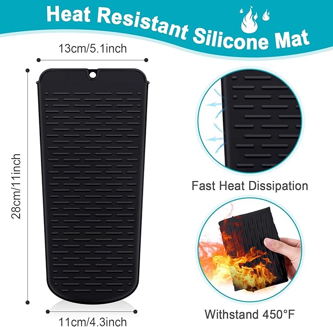 Shappy 2 Pcs Heat Resistant Hair Tools Bag Curling Iron Travel Case Cover Neoprene Flat Iron Holder Travel Case and Silicone Mat Pouch for Hot Hair Tools Storage Organizer(Retro Style)