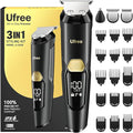 Ufree 3-in-1 Beard Trimmer for Men, Valentine Gifts for Men, IPX6 Waterproof Men's Electric Razor Shaver for Mustache, Professional Hair Trimmer Clippers, Type-C Body Grooming Kit
