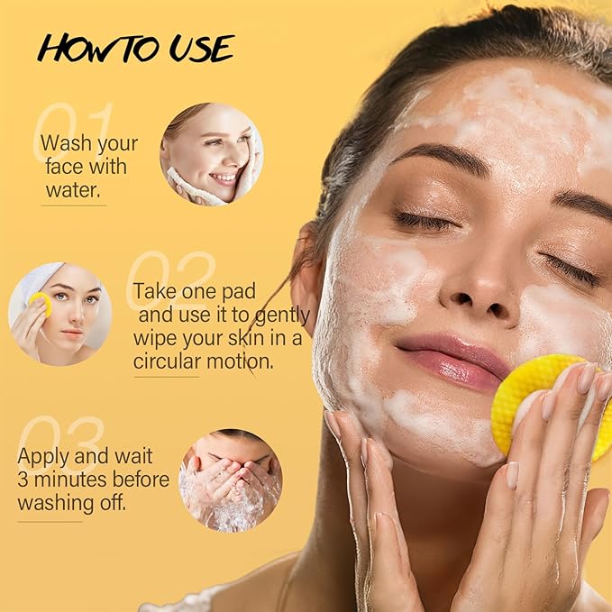 Turmeric Kojic Acid Cleansing Pads for Face 60 Pcs Turmeric Face Scrub for Dark Spots Vitamin C Exfoliating Pads Even Out Skin Tone with Exfoliating Cotton Rounds