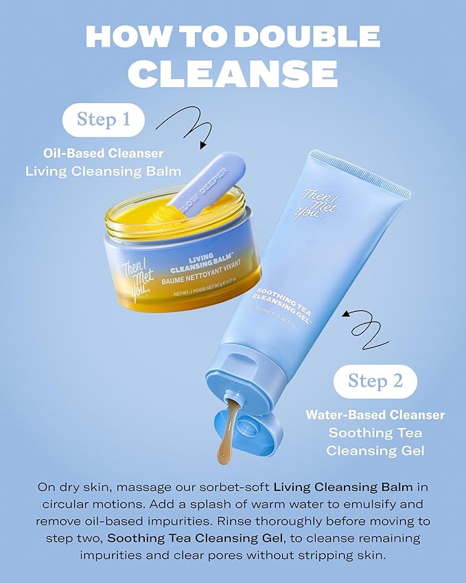 Then I Met You Soothing Tea Cleansing Gel, Vegan-Cruelty-Free Korean Skincare Cleanser with Fermented Rice, Centella, Hydrating Licorice, Glycerin, Exfoliator for Clear Skin Makeup Removal, 3.38 oz