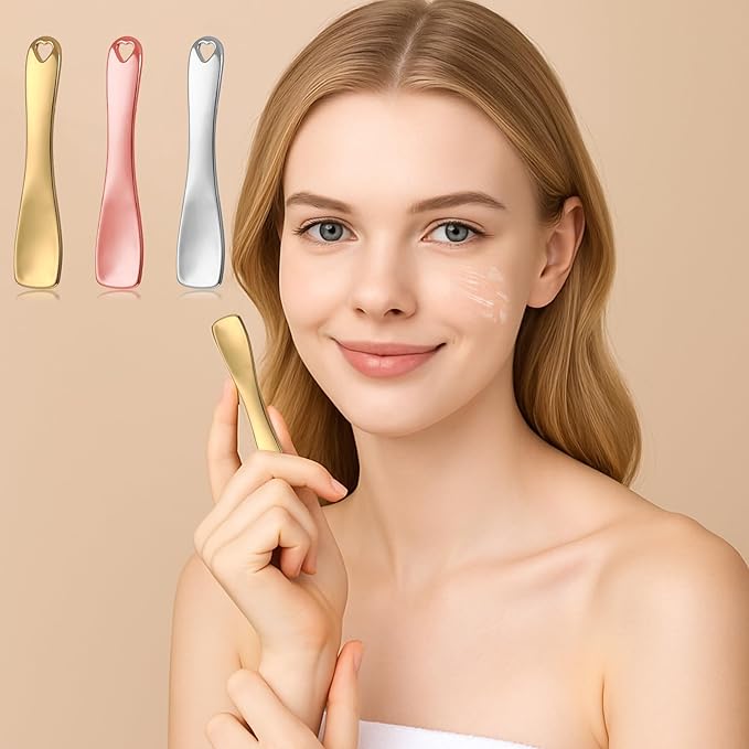 Giantree 3 PCS Mini Metal Facial Makeup Spatula, Skin Care Cosmetic Spatula Reusable Facial Applicator Tool, Beauty Spatulas for Face Mask Cream Lotions Moisturizers(Silver Gold Rose Gold)