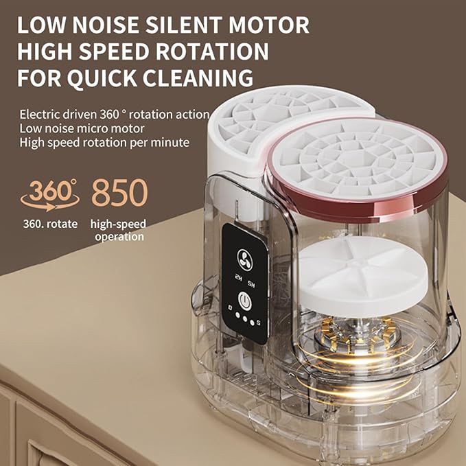 Electric Brush Cleaner - Quick Drying Makeup Washer, Gentle with Deep Clean, Auto Drying with Multiple Adapters, Cosmetic Tool Fast Cleaning, Brush Machine for Professional Artists