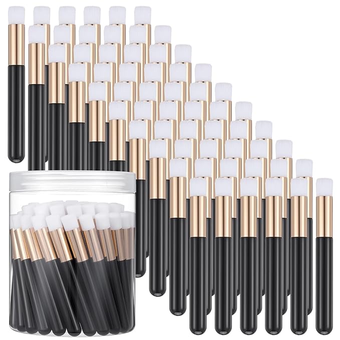 60 Pcs Lash Brushes for Cleaning, Lash Shampoo Brushes Eyelash Extension Cleansing Ultrafine Soft Bristles Nose Pore Deep Cleaning Facial Cleansing Brush with Container (Black, 3.8Inch)
