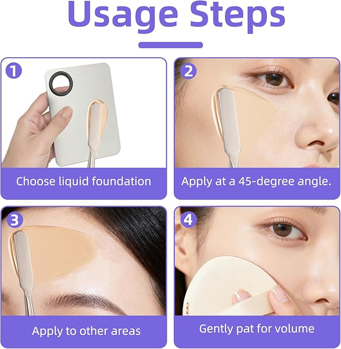 8Pcs Makeup Mixing Tray Makeup Palette with 4Pcs Makeup Spatula and a Makeup Brush, Stainless Steel Makeup Palette Mixing Tray Nail Art Foundation